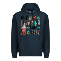 Navy half teacher half coffee Premium Hoodie - OliviaCreatesArt