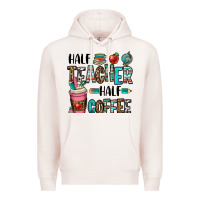 Pale Pink half teacher half coffee Premium Hoodie - OliviaCreatesArt