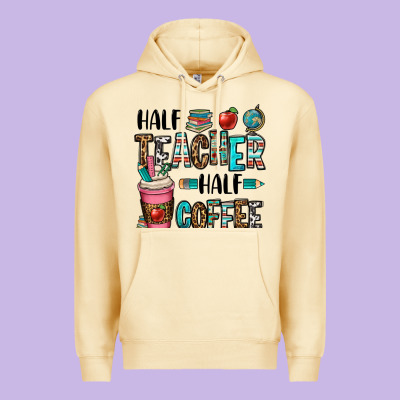 Half Teacher Half Coffee Premium Hoodie Designed By Oliviacreatesart