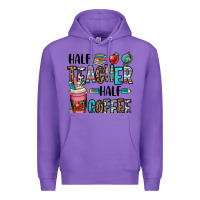 Purple half teacher half coffee Premium Hoodie - OliviaCreatesArt