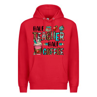 Red half teacher half coffee Premium Hoodie - OliviaCreatesArt