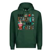Sports Green half teacher half coffee Premium Hoodie - OliviaCreatesArt