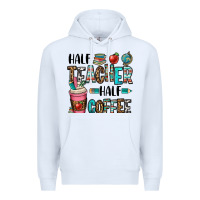 White half teacher half coffee Premium Hoodie - OliviaCreatesArt