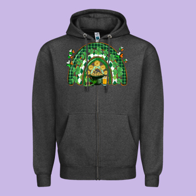 St. Patrick's Rainbow Zipper Hoodie Designed By Cowgirlartshop