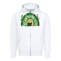 White St. Patrick's rainbow Zipper Hoodie - CowGirlArtShop