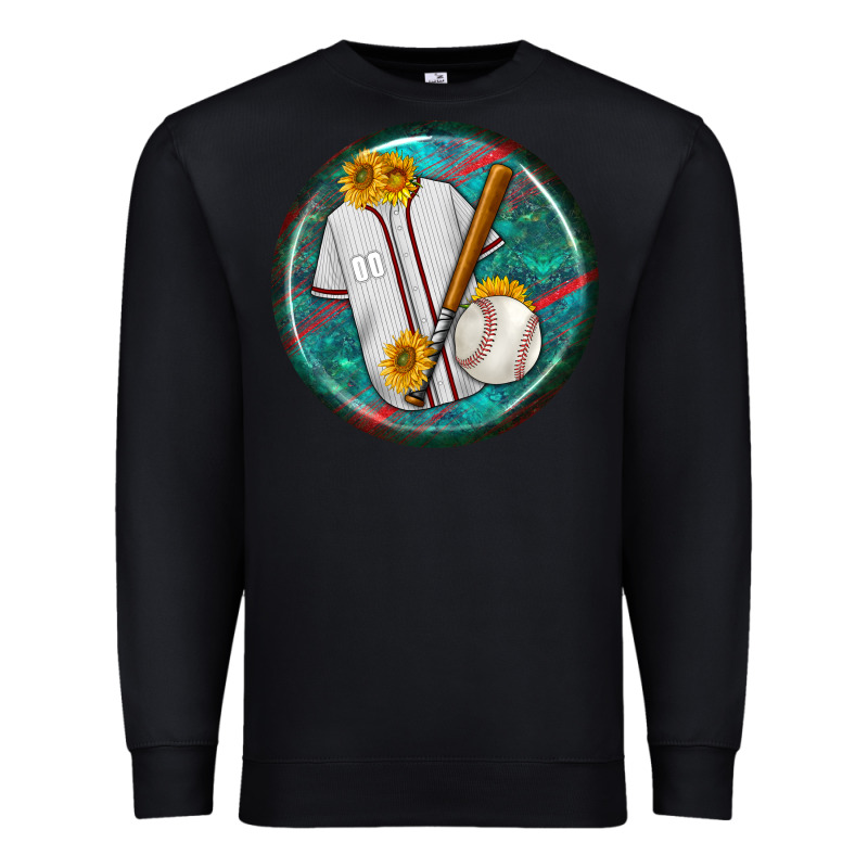 Baseball With Sunflower Round Earrings Premium Sweatshirt by BundleAndBundleShop | Teevron