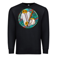 Black baseball with sunflower round earrings Premium Sweatshirt - BundleAndBundleShop