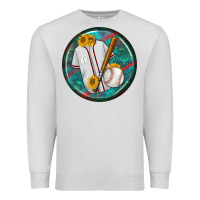 Dove Grey baseball with sunflower round earrings Premium Sweatshirt - BundleAndBundleShop
