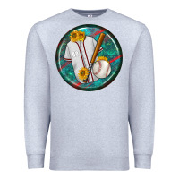 Heather Grey baseball with sunflower round earrings Premium Sweatshirt - BundleAndBundleShop