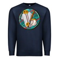 Navy baseball with sunflower round earrings Premium Sweatshirt - BundleAndBundleShop