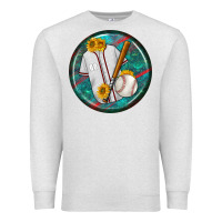 Oatmeal Heather baseball with sunflower round earrings Premium Sweatshirt - BundleAndBundleShop