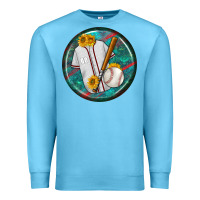 Ocean Blue baseball with sunflower round earrings Premium Sweatshirt - BundleAndBundleShop
