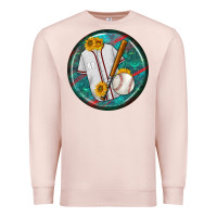 Pale Pink baseball with sunflower round earrings Premium Sweatshirt - BundleAndBundleShop
