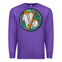 Purple baseball with sunflower round earrings Premium Sweatshirt - BundleAndBundleShop
