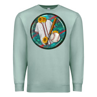 Seafoam baseball with sunflower round earrings Premium Sweatshirt - BundleAndBundleShop