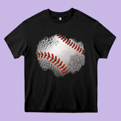Leopard Baseball Patch Heavy Core Tee Designed By Jasminsmagicworld