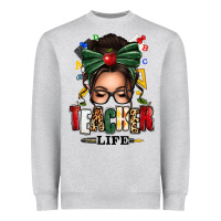 Teacher Life Afro Messy Bun Heavyweight Sweatshirt | Teevron