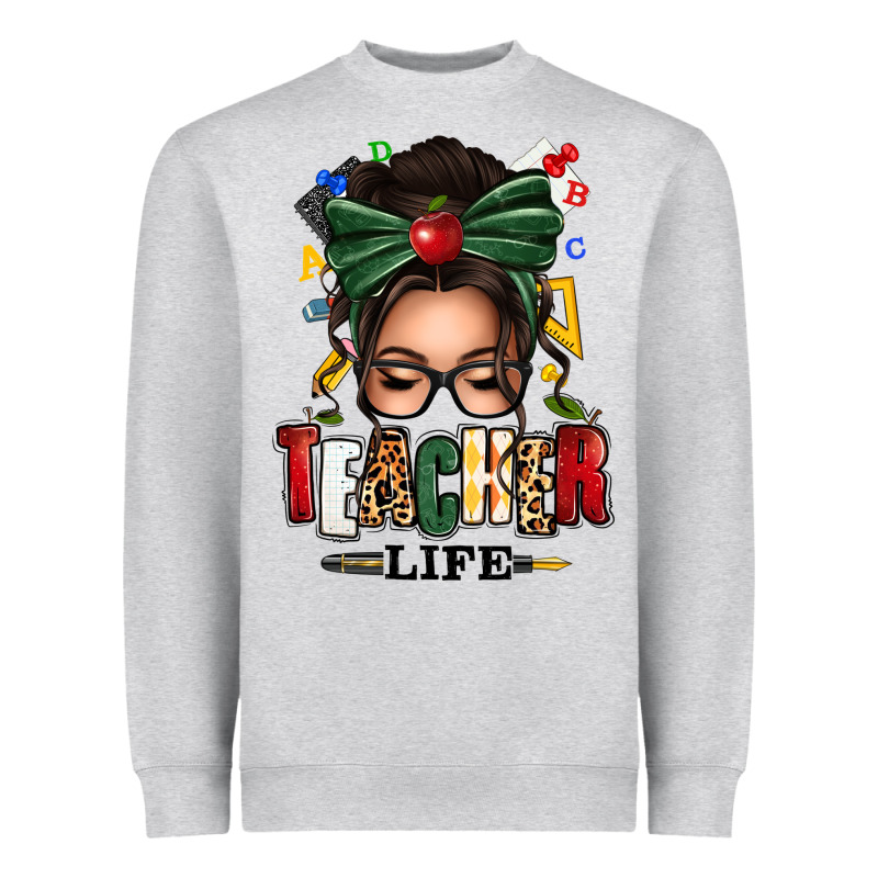 Teacher Life Afro Messy Bun Heavyweight Sweatshirt by texasbilliewilder | Teevron