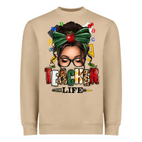 Mushroom teacher life afro messy bun Heavyweight Sweatshirt - texasbilliewilder