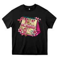 Black pink cancer ribbon and october calendar Heavy Core Tee - AdoDesignShop