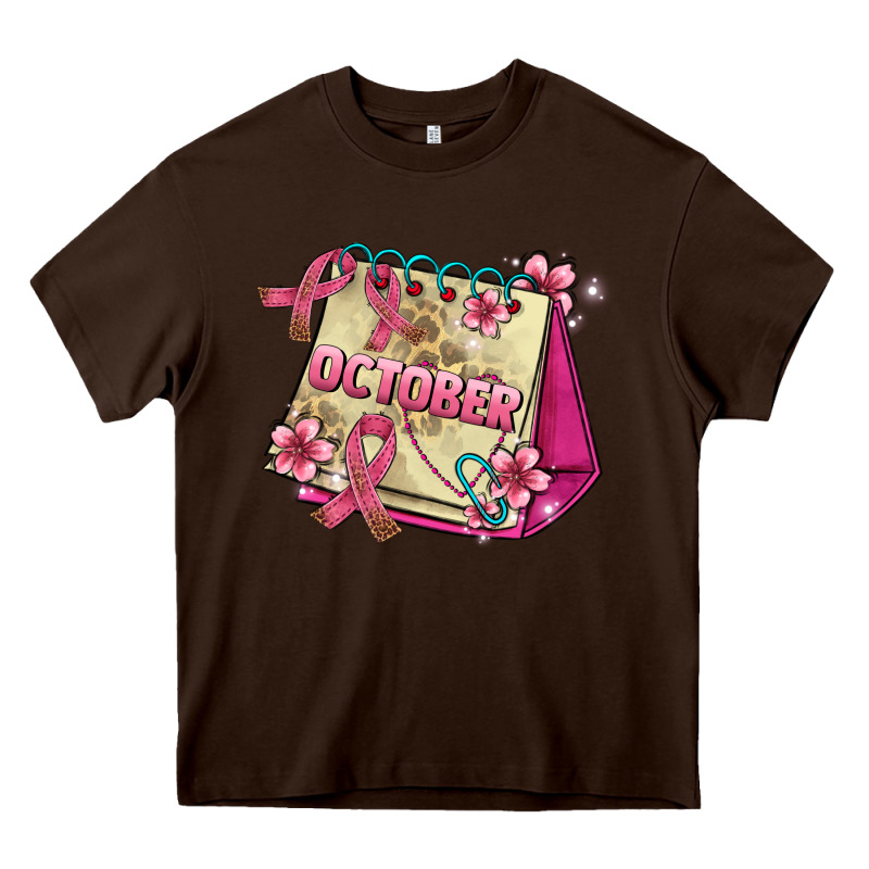 Pink Cancer Ribbon And October Calendar Heavy Core Tee by AdoDesignShop | Teevron