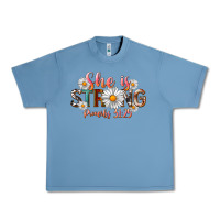 Pebble Blue Western She Is Strong Urban Heavy Tee - LillyAllenDesigns