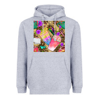 Heather Grey school girl coffee cup with leopard seamless pattern bbs Heavyweight Hoodie - BundleAndBundleShop