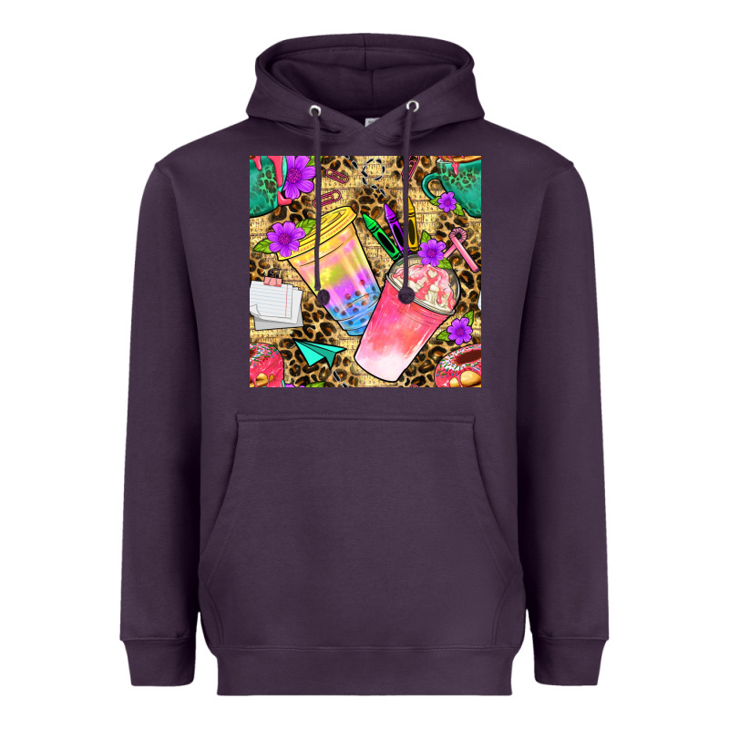 School Girl Coffee Cup With Leopard Seamless Pattern Bbs Heavyweight Hoodie by BundleAndBundleShop | Teevron