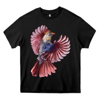 Black Flying Northern Cardinal Bird Heavy Core Tee - LillyAllenDesigns