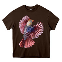 Chocolate Brown Flying Northern Cardinal Bird Heavy Core Tee - LillyAllenDesigns