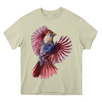 Mossy Flying Northern Cardinal Bird Heavy Core Tee - LillyAllenDesigns