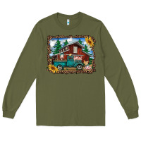 Army Green western barn with farm animals Long Sleeve Tee - RanaPortraitStore