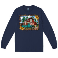 Navy western barn with farm animals Long Sleeve Tee - RanaPortraitStore
