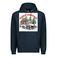 Navy merry chrıstmas Premium Hoodie - FaDigitalArtStudio