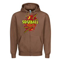 Chestnut Softball vibes lightning bolt Zipper Hoodie - HowdyJamesFarm