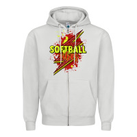 Dove Grey Softball vibes lightning bolt Zipper Hoodie - HowdyJamesFarm