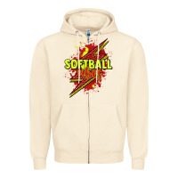Sandshell Softball vibes lightning bolt Zipper Hoodie - HowdyJamesFarm