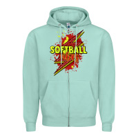Seafoam Softball vibes lightning bolt Zipper Hoodie - HowdyJamesFarm