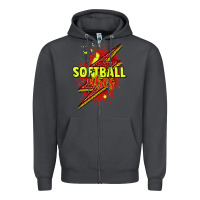 Smoke Softball vibes lightning bolt Zipper Hoodie - HowdyJamesFarm