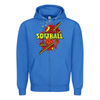 True Royal Softball vibes lightning bolt Zipper Hoodie - HowdyJamesFarm
