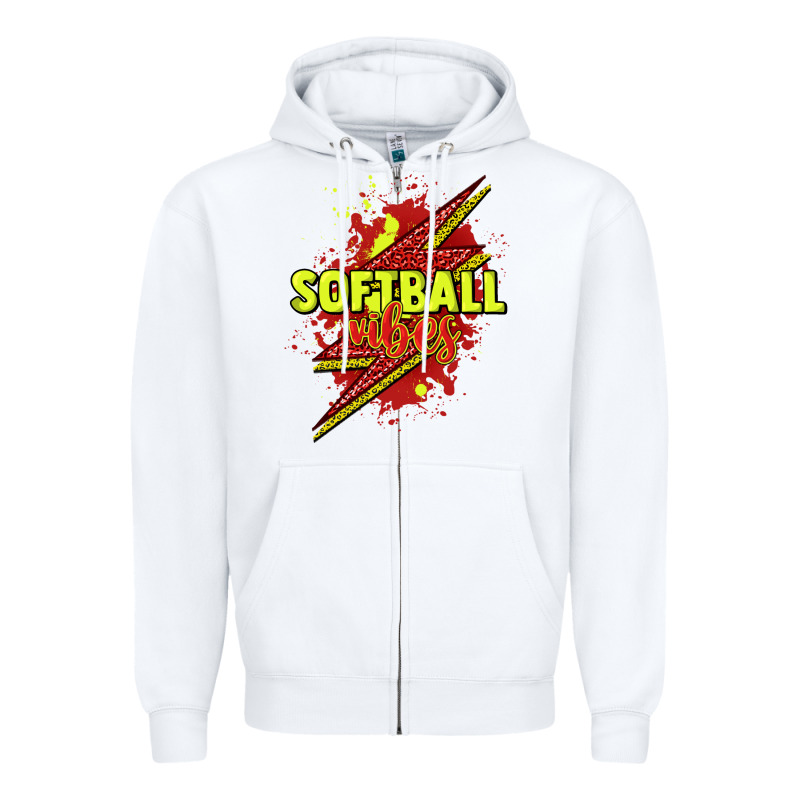 Softball Vibes Lightning Bolt Zipper Hoodie by HowdyJamesFarm | Teevron