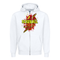 White Softball vibes lightning bolt Zipper Hoodie - HowdyJamesFarm
