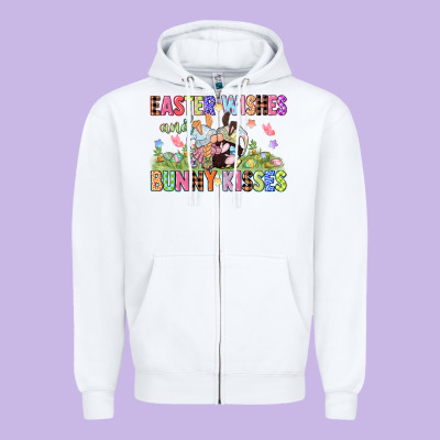 Easter Wishes And Bunny Kisses Easter Gnomies  Eas Zipper Hoodie Designed By Cowgirlartshop