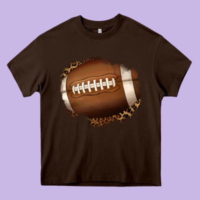 Leopard American Football Patch Heavy Core Tee Designed By Jasminsmagicworld