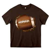 Chocolate Brown leopard american football patch Heavy Core Tee - Jasminsmagicworld