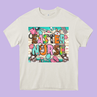 Easter Day Nurse Heavy Core Tee Designed By Nancycooperartshop