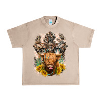 French Oak Western Heifer Cow with crosses Urban Heavy Tee - LillyAllenDesigns