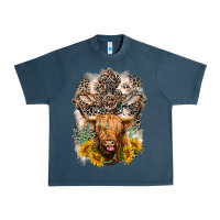 Midnight Navy Western Heifer Cow with crosses Urban Heavy Tee - LillyAllenDesigns
