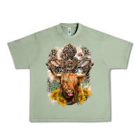 Oil Green Western Heifer Cow with crosses Urban Heavy Tee - LillyAllenDesigns