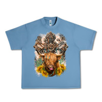 Pebble Blue Western Heifer Cow with crosses Urban Heavy Tee - LillyAllenDesigns